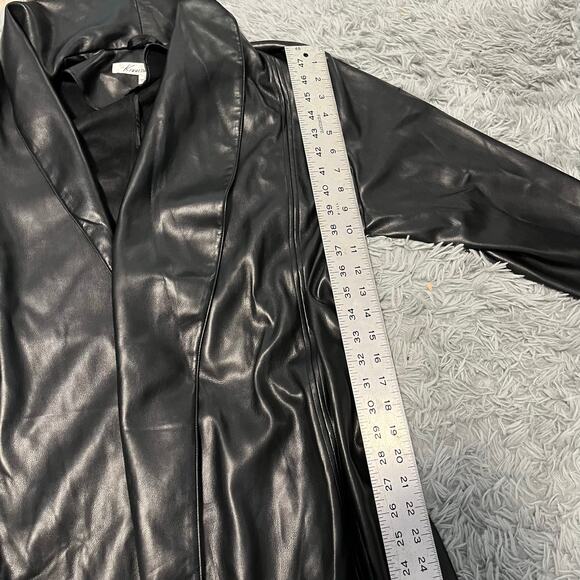 Kenneth Cole New York Faux Leather Buttery Soft Black Trench Overcoat Large - Picture 8 of 8